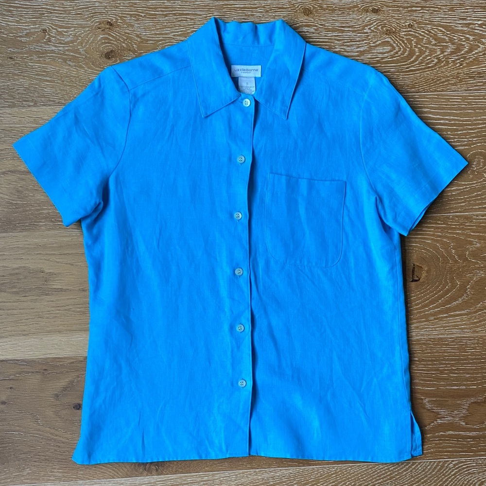 Liz Claiborne Teal Blue Button-Up Shirt